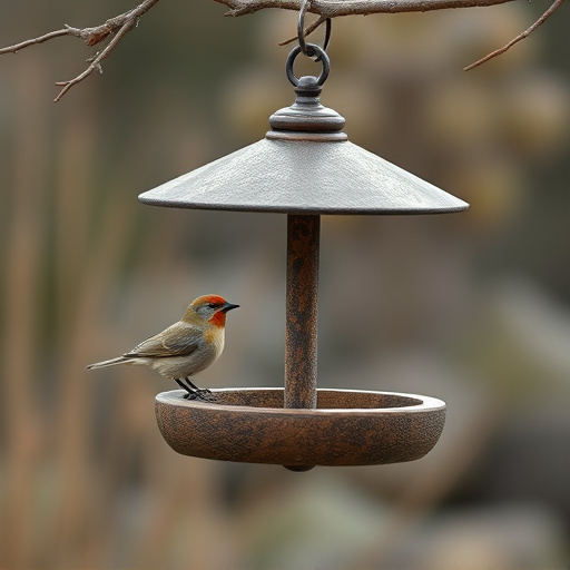 Rustic bird table swaying gently