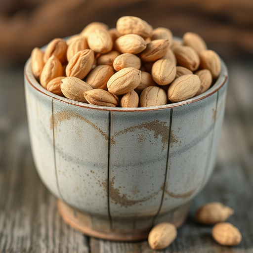 Rustic container filled with bird peanuts