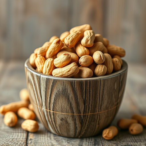 Rustic container filled with bird peanuts