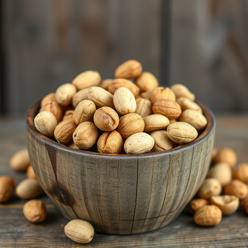 Rustic container filled with bird peanuts