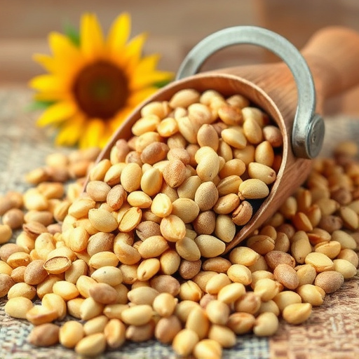 Scoop of fresh sunflower hearts for birds