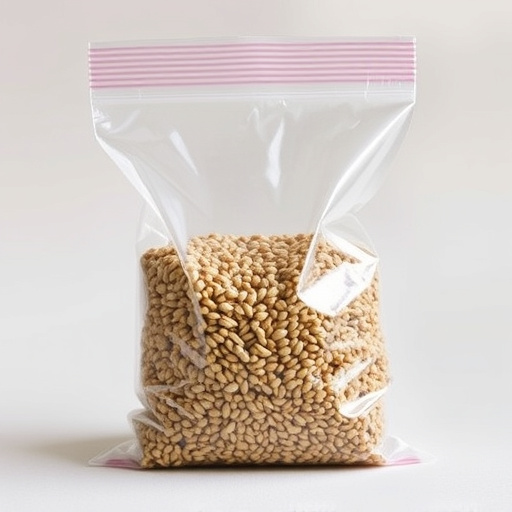 Seed mix in transparent plastic bag