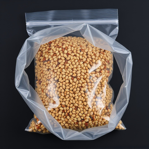 Seed mix in transparent plastic bag