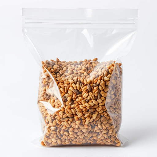 Seed mix in transparent plastic bag