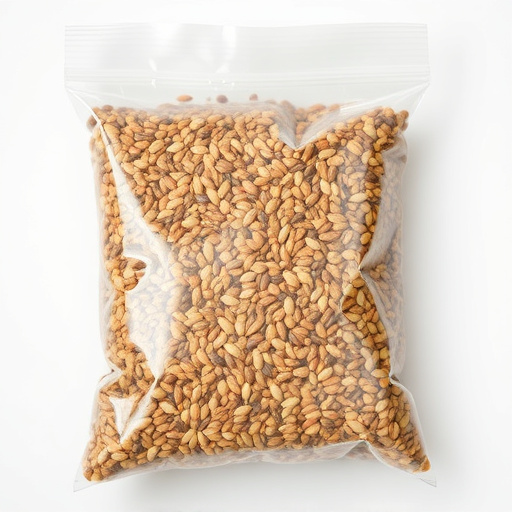 Seed mix in transparent plastic bag