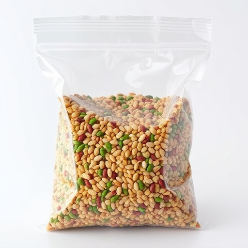 Seed mix in transparent plastic bag
