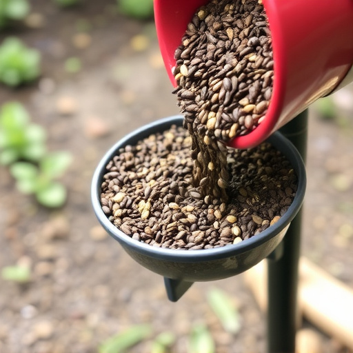 Seed mix poured into garden feeder