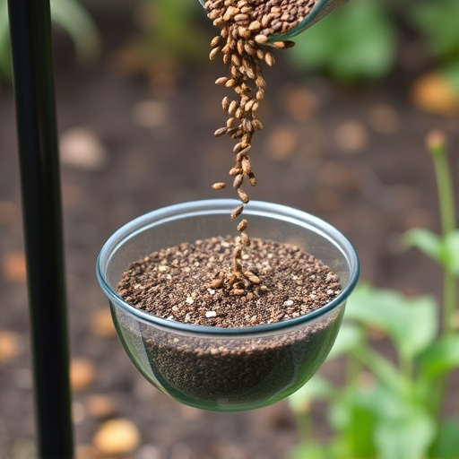 Seed mix poured into garden feeder