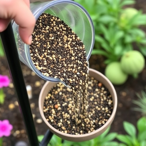 Seed mix poured into garden feeder