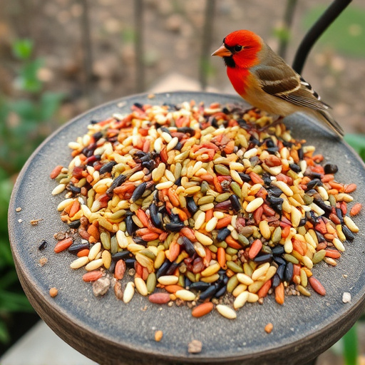 Seed mix scattered on bird table