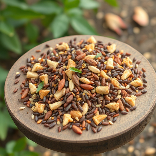 Seed mix scattered on bird table