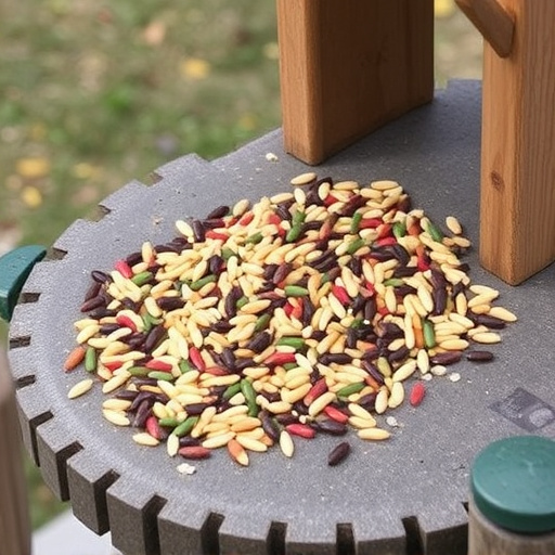 Seed mix scattered on bird table
