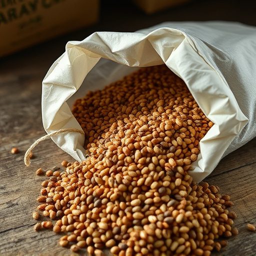 Seeds spilling from open storage bag