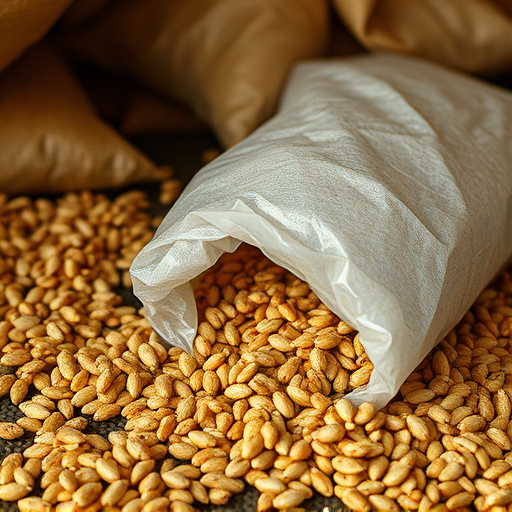 Seeds spilling from open storage bag