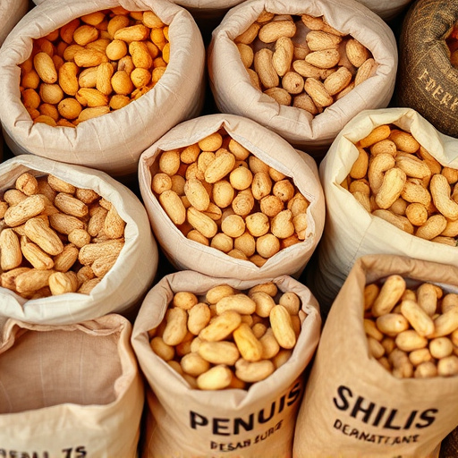 Selection of bird peanuts in bags