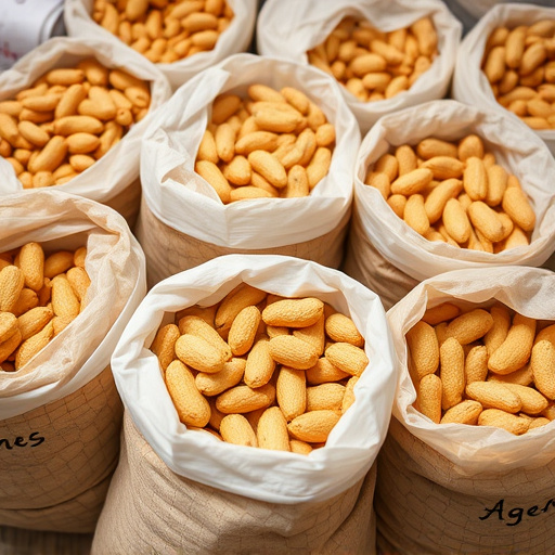 Selection of bird peanuts in bags