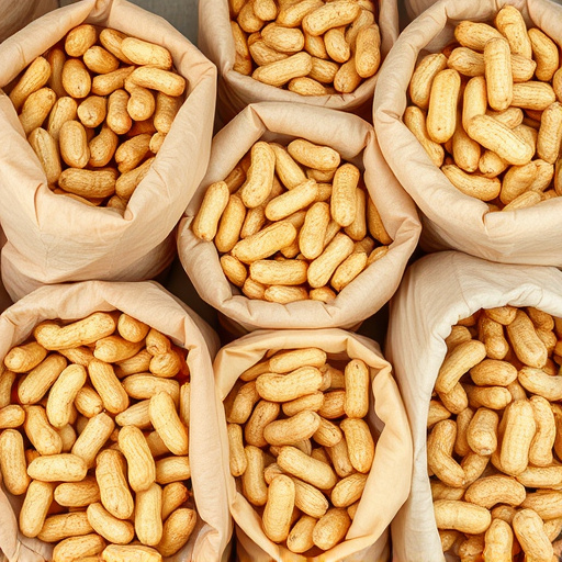 Selection of bird peanuts in bags