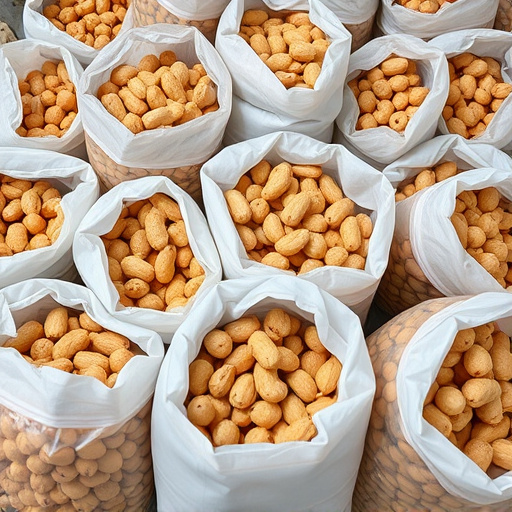 Selection of bird peanuts in bags