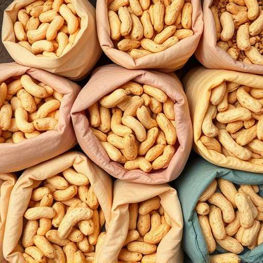 Selection of bird peanuts in bags