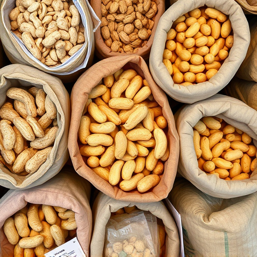 Selection of bird peanuts in bags