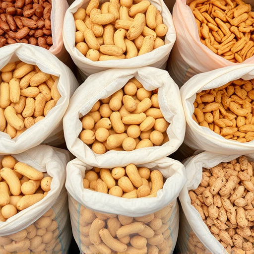 Selection of bird peanuts in bags