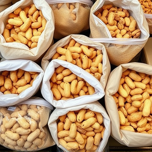 Selection of bird peanuts in bags