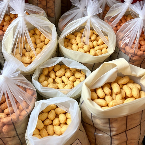 Selection of bird peanuts in bags