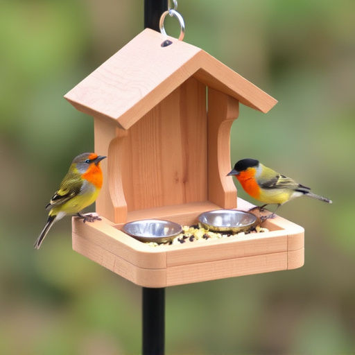 Small bird feeding platform with seed tray