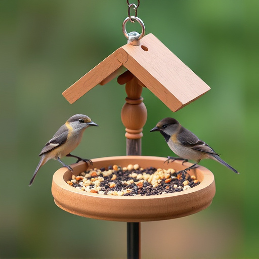 Small bird feeding platform with seed tray