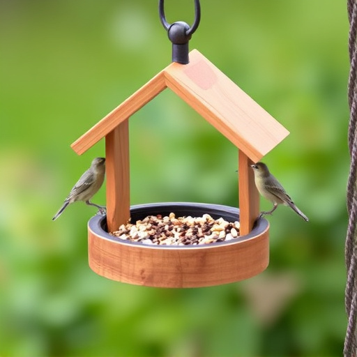 Small bird feeding platform with seed tray