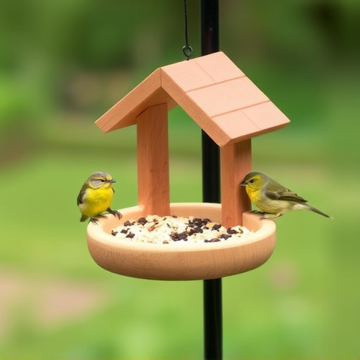 Small bird feeding platform with seed tray