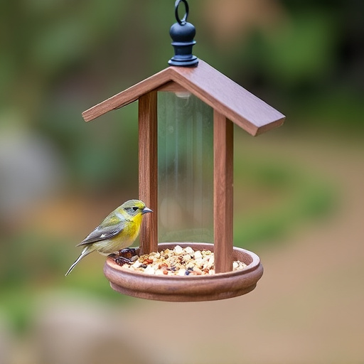 Small bird feeding platform with seed tray