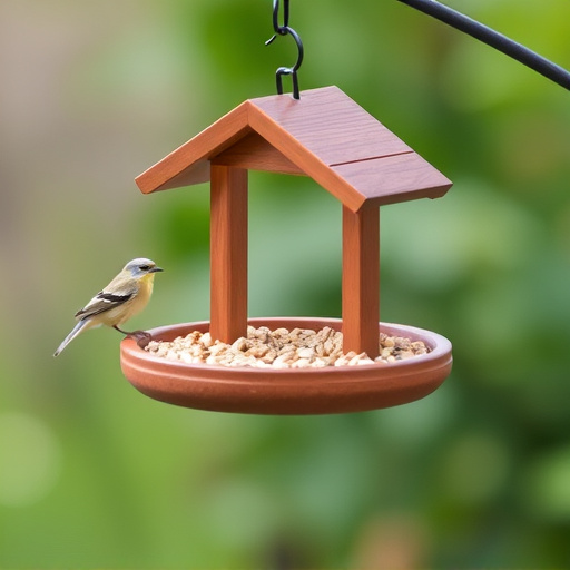 Small bird feeding platform with seed tray
