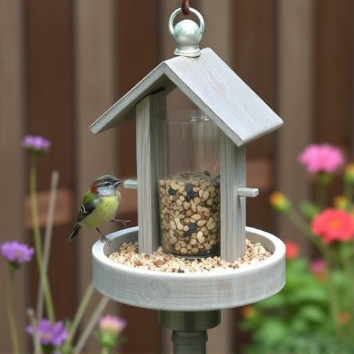 Small bird-friendly garden feeding station