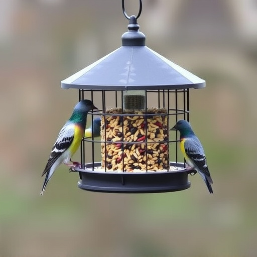 Small bird seed feeder with pigeon guard