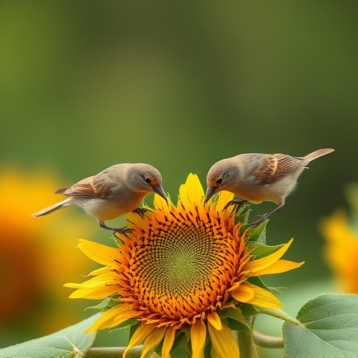 Small birds feeding on sunflower hearts