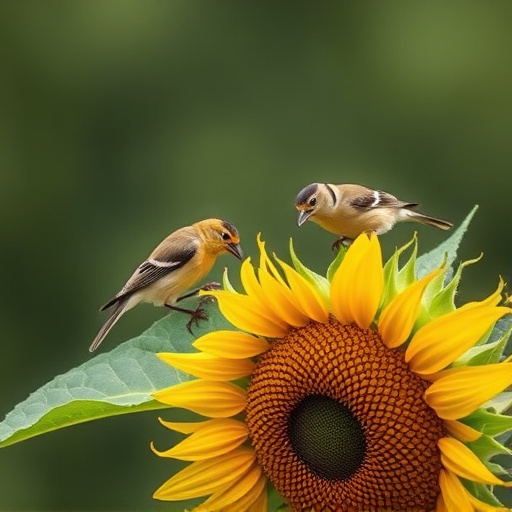 Small birds feeding on sunflower hearts