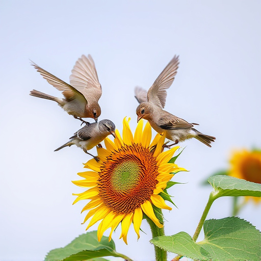 Small birds feeding on sunflower hearts