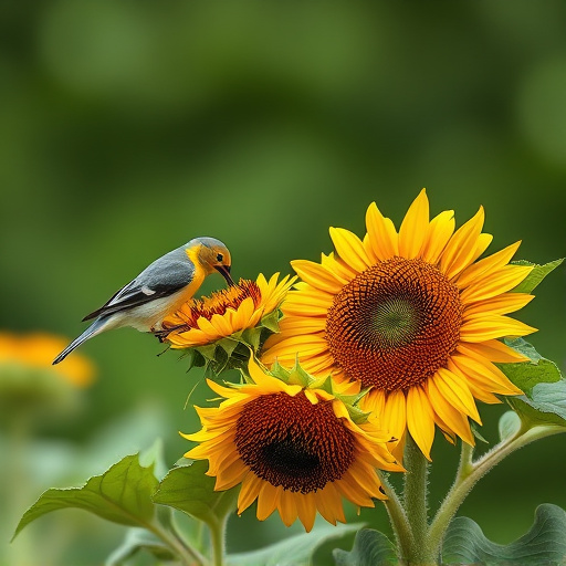 Small birds feeding on sunflower hearts