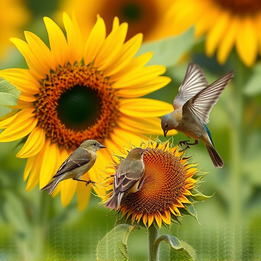 Small birds feeding on sunflower hearts