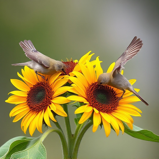 Small birds feeding on sunflower hearts