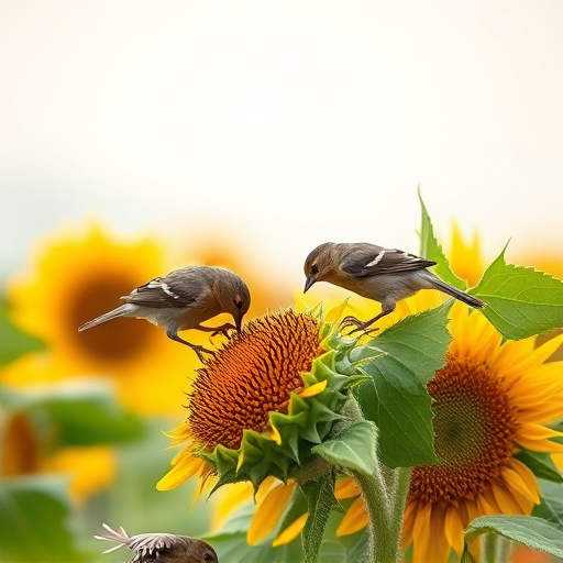 Small birds feeding on sunflower hearts