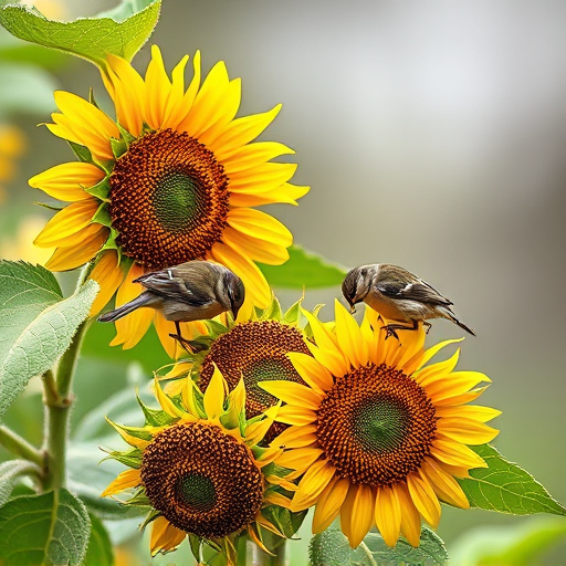 Small birds feeding on sunflower hearts