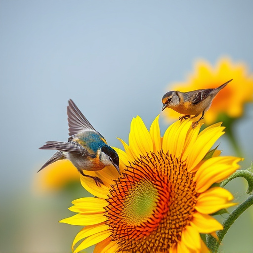 Small birds feeding on sunflower hearts