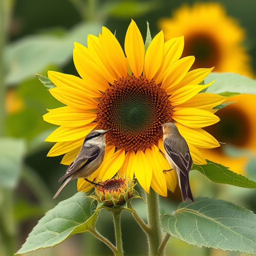 Small birds feeding on sunflower hearts