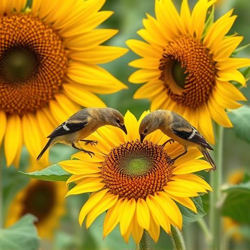Small birds feeding on sunflower hearts