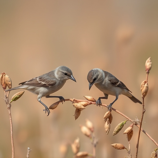 Small birds pecking at niger seeds