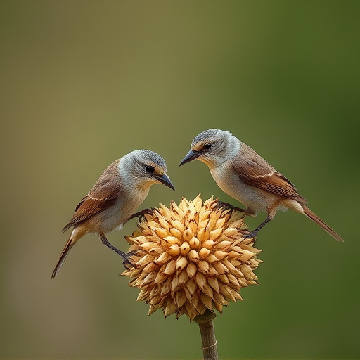 Small birds pecking at niger seeds