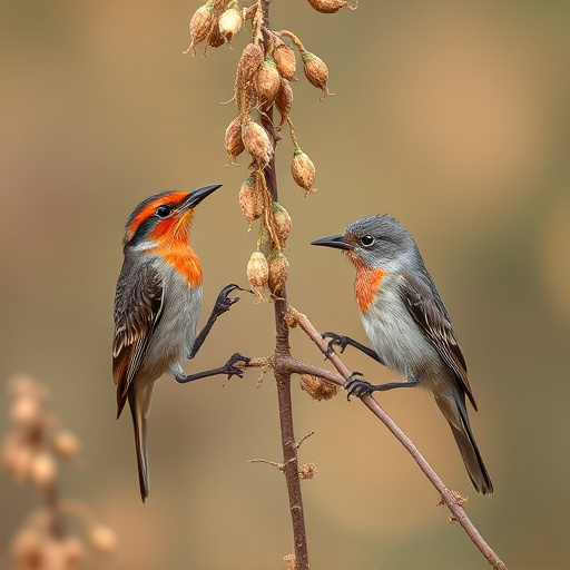 Small birds pecking at niger seeds