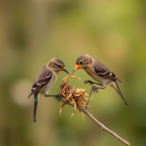 Small birds pecking at niger seeds